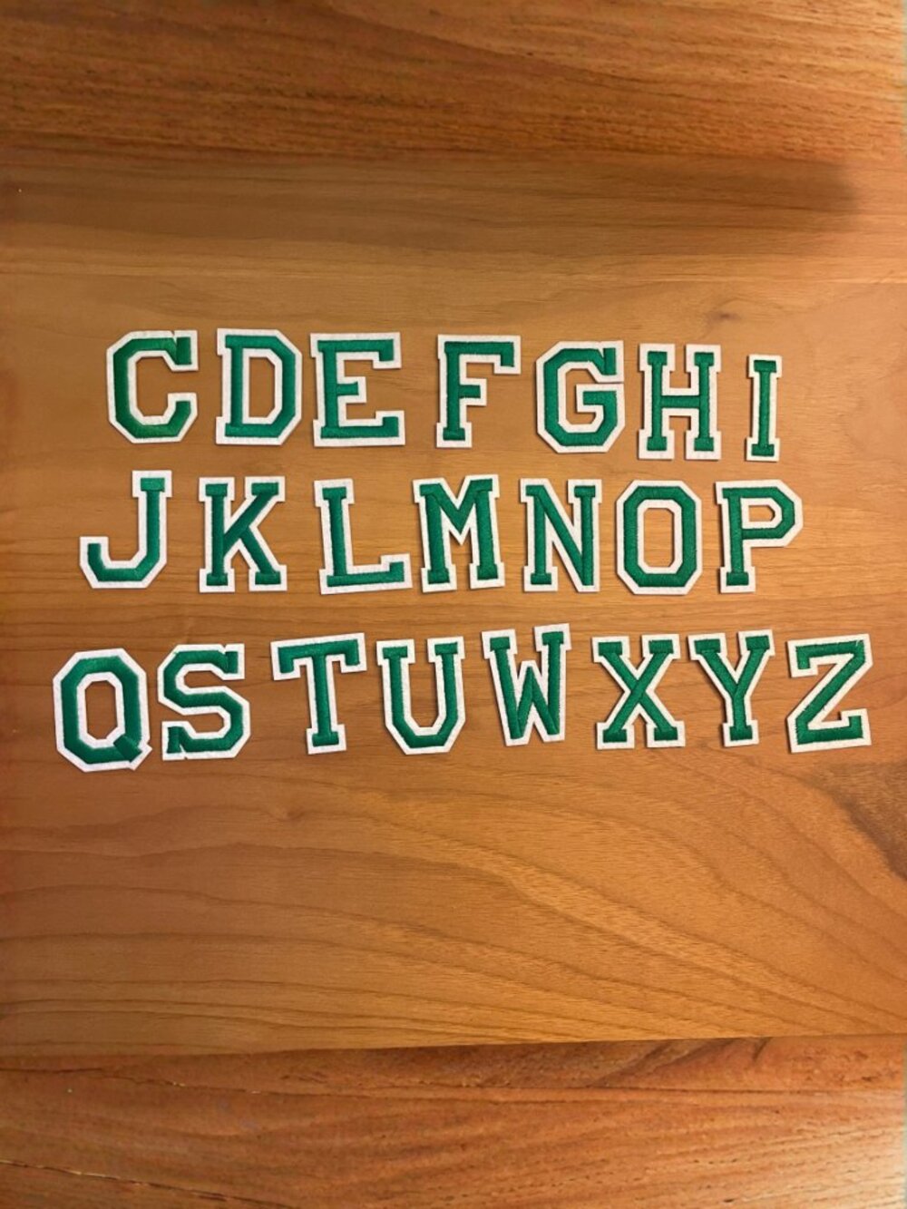 Iron On Patches 22 PCS Green & White Alphabet (SKU: 61MI)